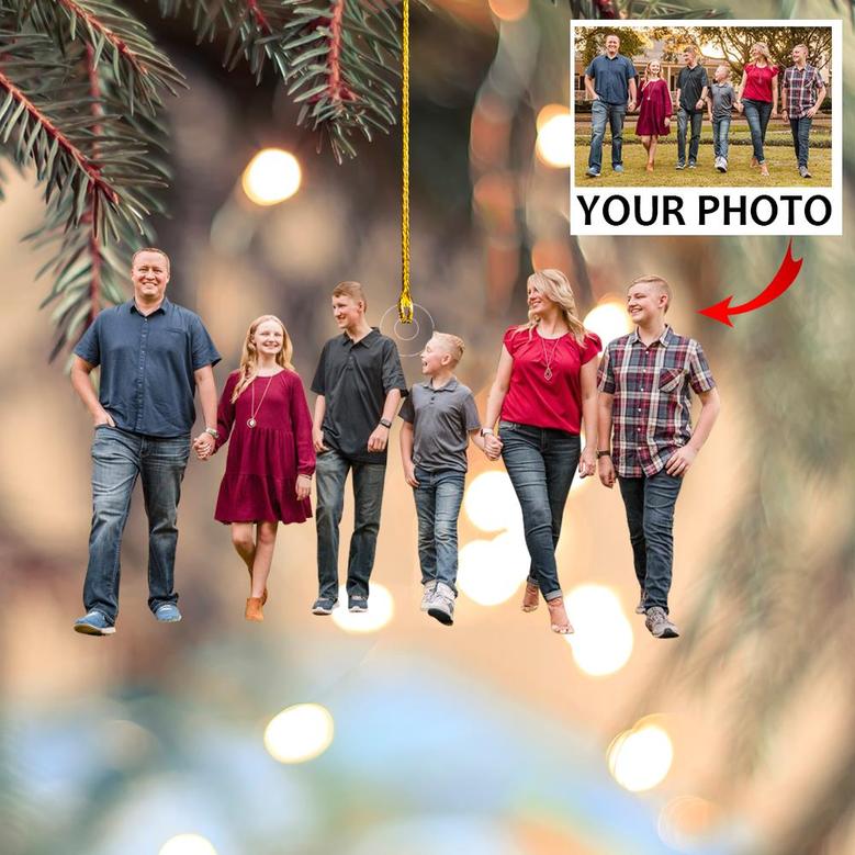 Family Photo Ornament - Personalized Custom Photo Mica Ornament - Christmas Gift For Family, Family Members