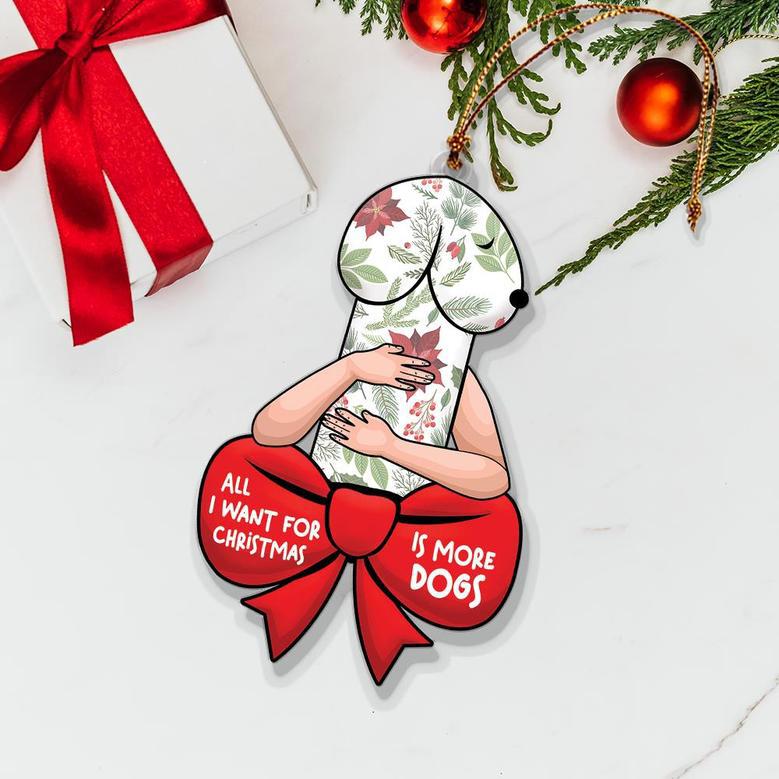 Funny Christmas Ornament, Dirty Christmas Ornament, All I Want For Christmas Is More Dog, Dog Lover Gift