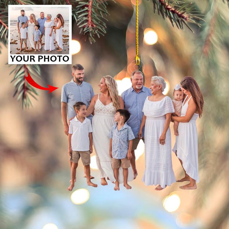 Personalized Photo Mica Ornament - Customized Family Photo Ornament - Christmas Gift For Family Member