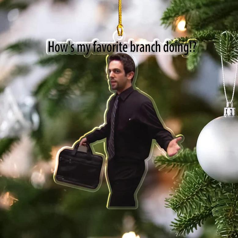 How’s my favorite branch doing Ornament, Ryan Howard from "The Office" Christmas Ornament