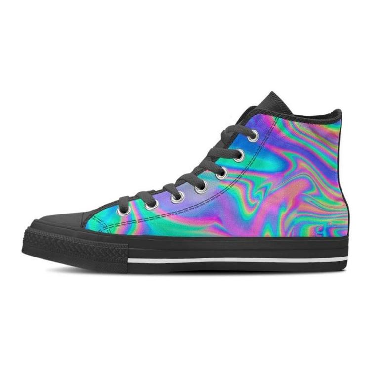 Abstract Iridescent Holographic Women's High Top Shoes