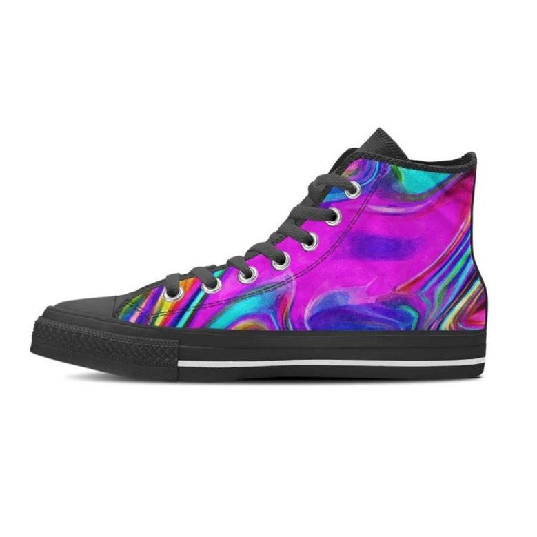 Abstract Purple Iridescent Men's High Top Shoes