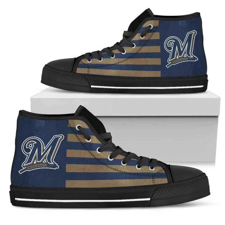 American Flag Milwaukee Brewers High Top Shoes