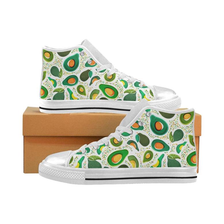 Avocado design pattern Women's High Top Shoes White