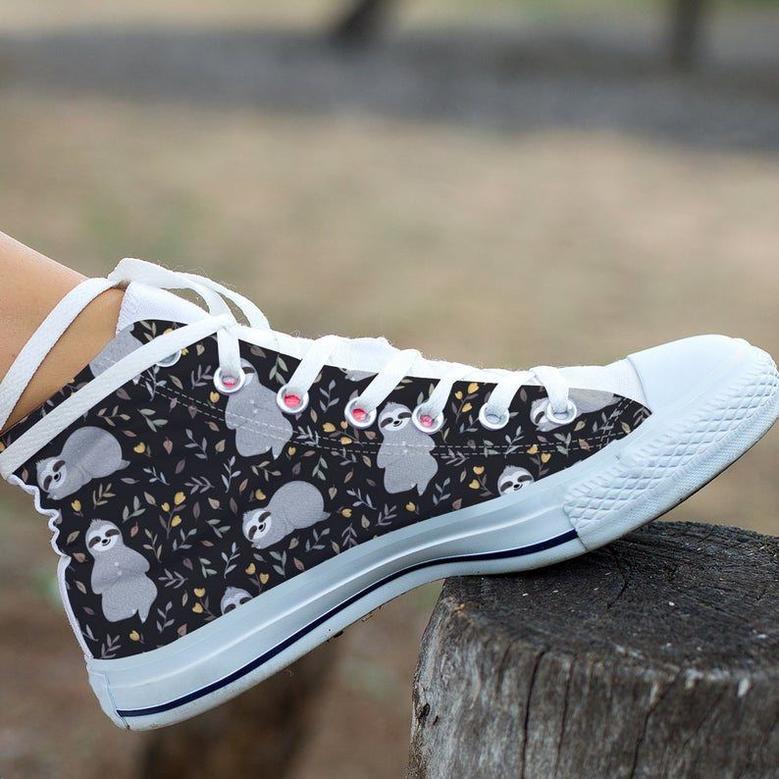 Baby Sloths Relaxing Pattern High Top Shoes, Unisex Sneakers, Men And Women High Top Sneakers