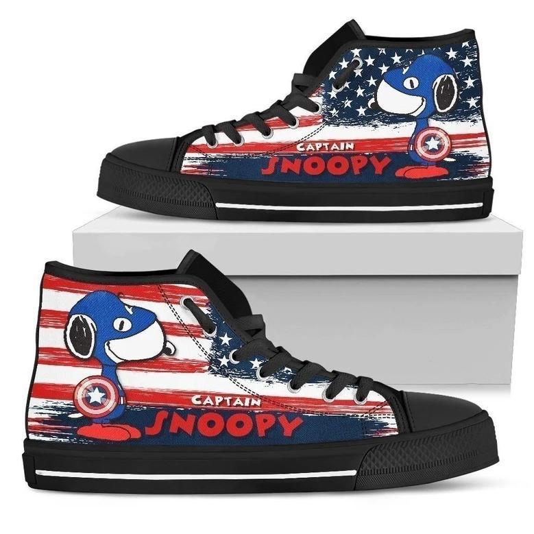 Captain Snoopy Sneakers High Top Shoes American Flag High Top Shoes