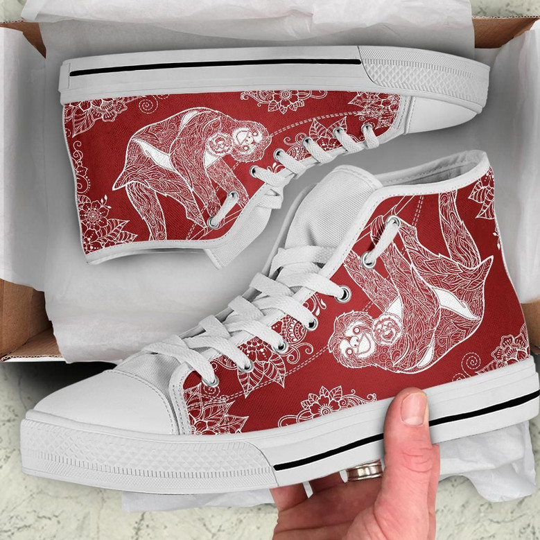 Climber Sloth Red High Top Shoes