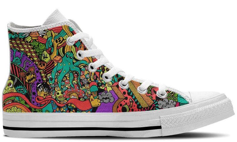 Colorful Chaos High Top Canvas Shoes
