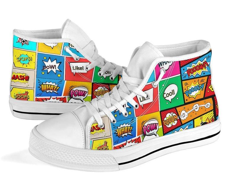 Comic Sounds High Tops For Womens Canvas Shoes For Men Shoes Colorful Sneakers Gift For Friends High