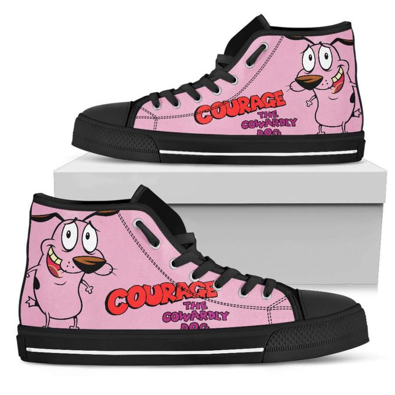 Courage The Cowardly Dog Snaekers High Top Shoes - Monsterry