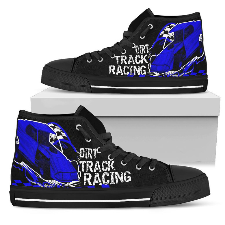 Dirt Track Racing Modified High Top Shoes Blue - Monsterry