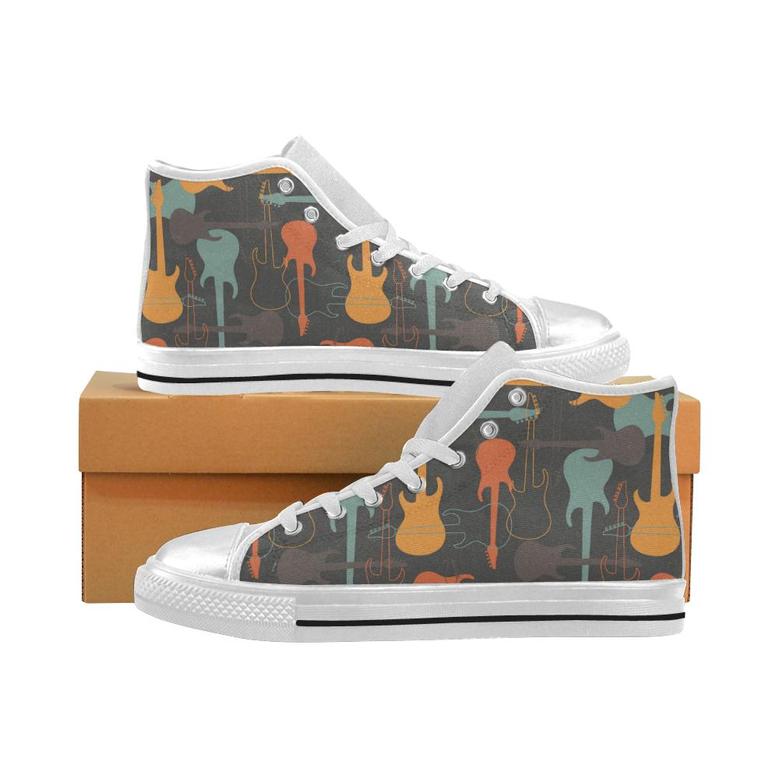 electric guitars pattern Women's High Top Shoes White