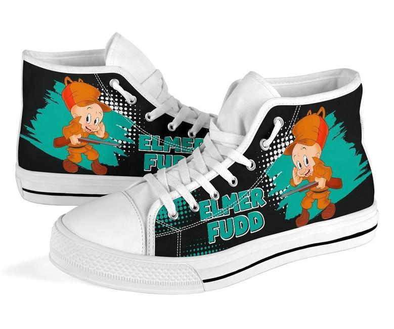 Elmer Fudd Sneakers High Top Shoes Looney Tunes Fan High Top Shoes