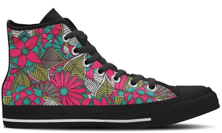 Floral Collage High Top Canvas Shoes