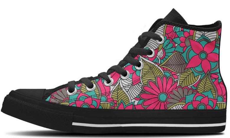 Floral Collage High Top Canvas Shoes