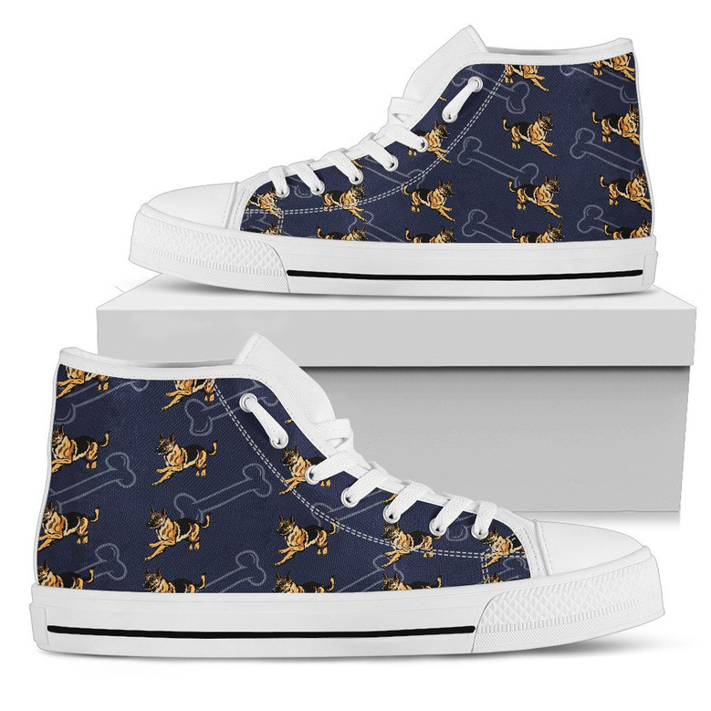 School Bus Teacher Pattern Print Men Women's High Top Shoes