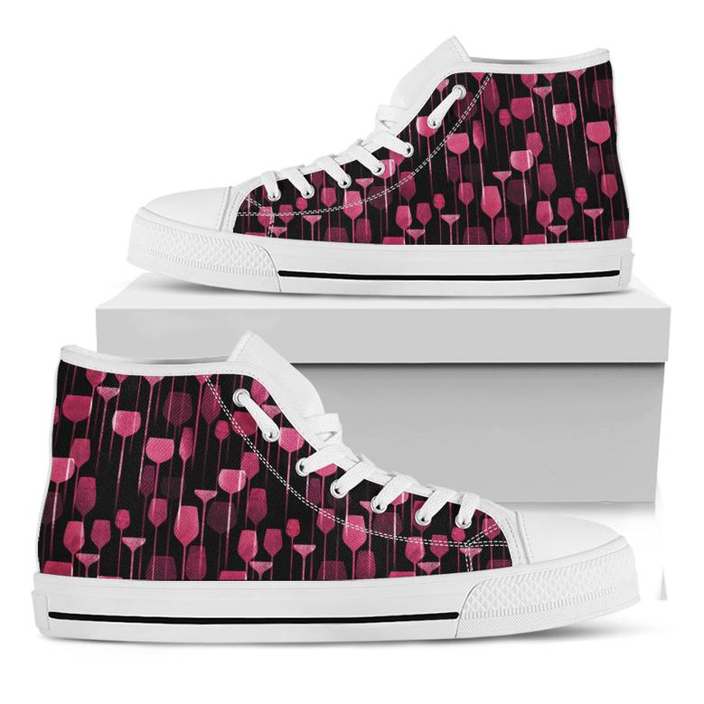 Glasses Of Wine Print White High Top Shoes