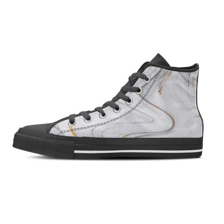 Gold White Marble Men's High Top Shoes