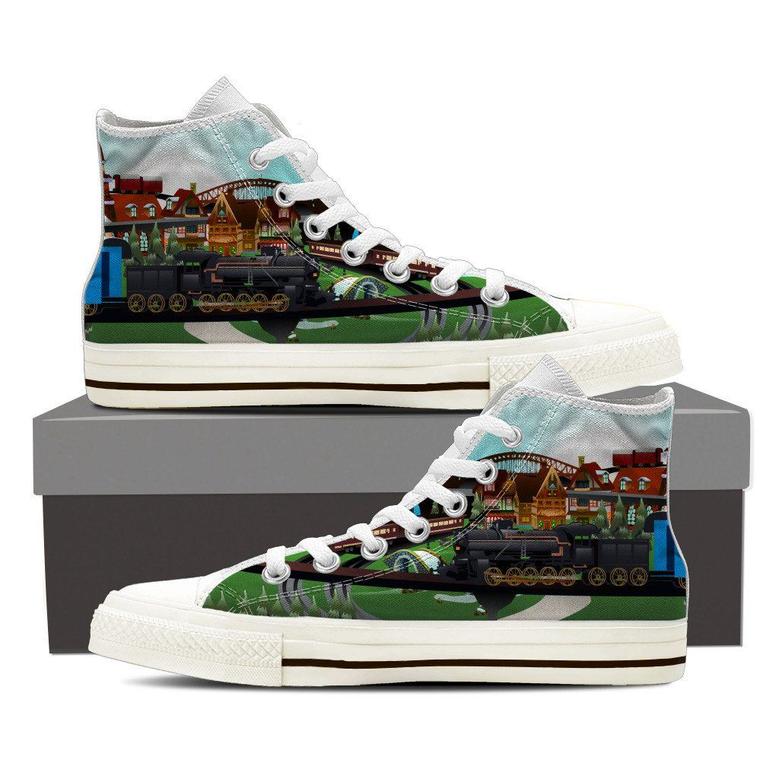 Illustration Model Train High Top Shoes Sneakers