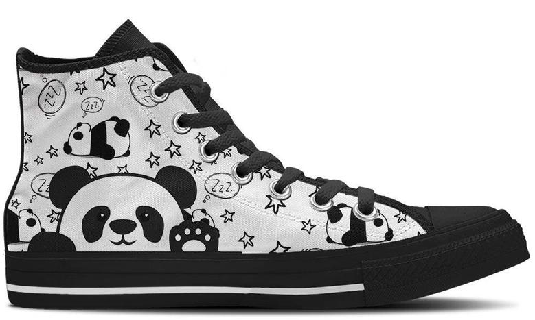 Lazy Panda Doodle High Tops Canvas Shoes