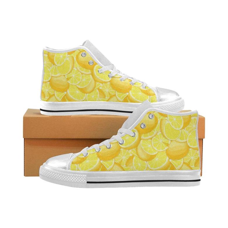 lemon pattern Women's High Top Shoes White
