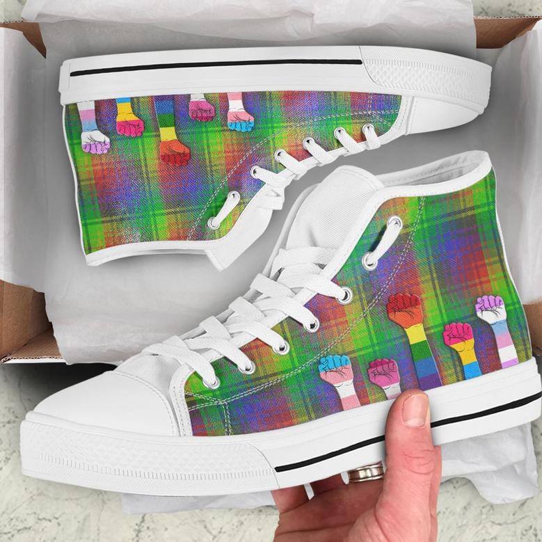 LGBT Women High Top Shoes With Pride Hands