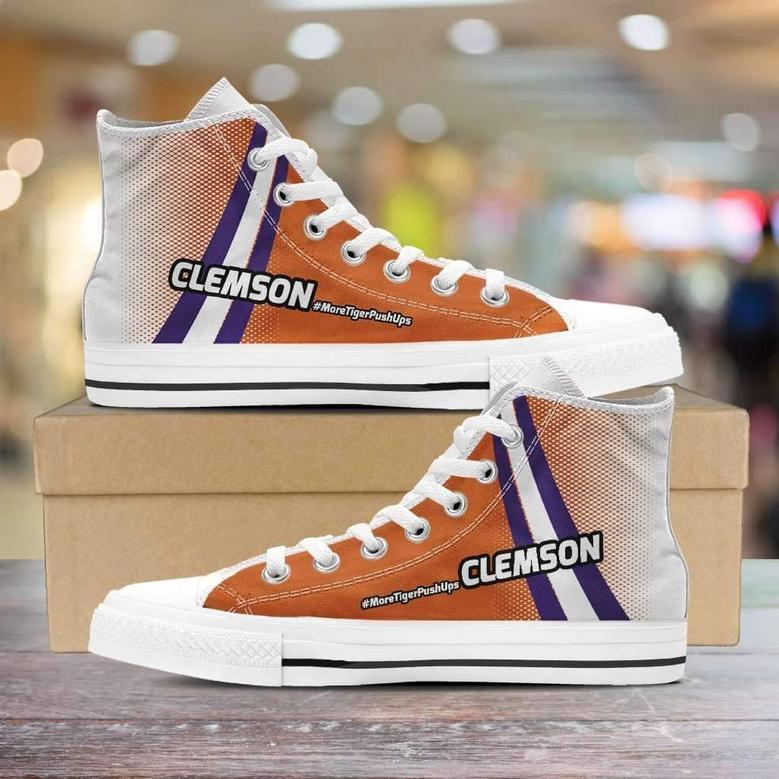 #Moretigerpushups Clemson Fan Canvas High Top Shoes