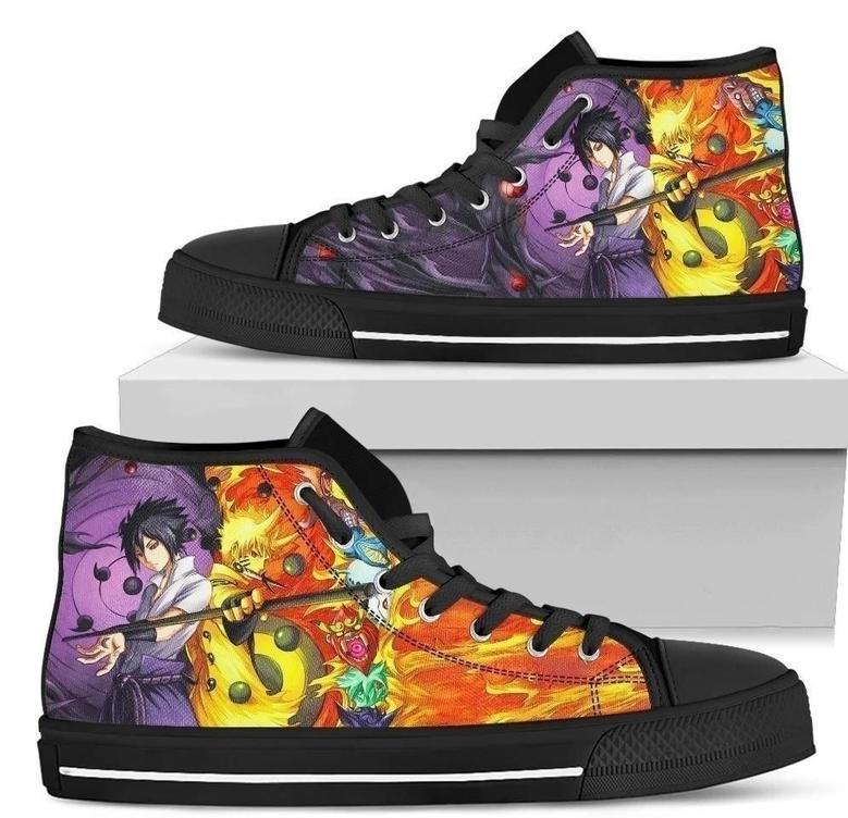 Naruto Sasuke Sneakers High Top Anime Fan Gift High Top Shoes