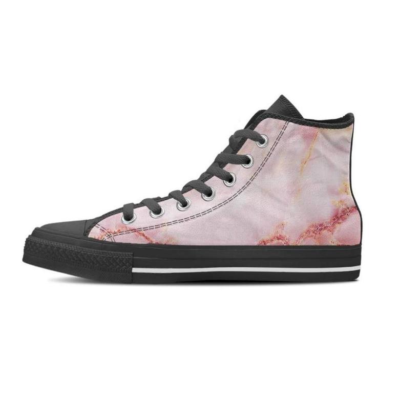 Natural Pink Marble Men's High Top Shoes