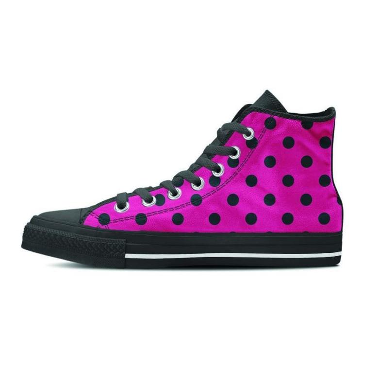 Pink And Black Polka Dot Women's High Top Shoes