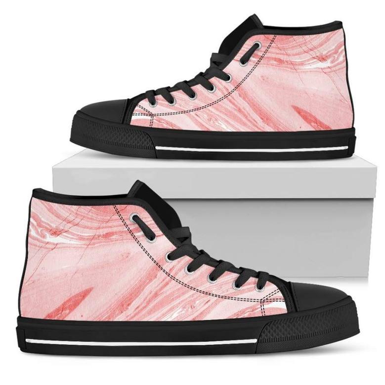 Pink Liquid Marble Print Men's High Top Shoes