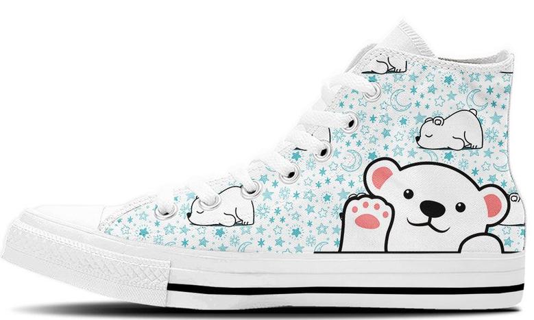 Polar Bear Starry Doodle High Tops Canvas Shoes