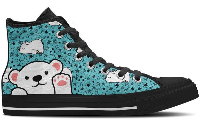 Polar Bear Starry Doodle High Tops Canvas Shoes