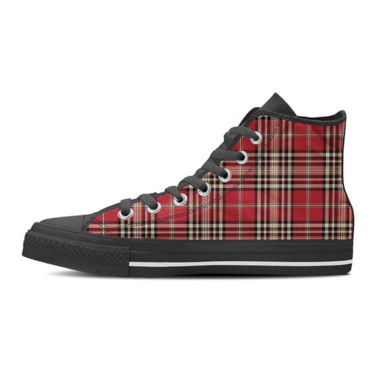 Red Plaid Tartan Scottish Women's High Top Shoes
