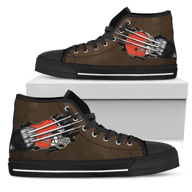 Scratch Of The Wolf Cleveland Browns High Top Shoes