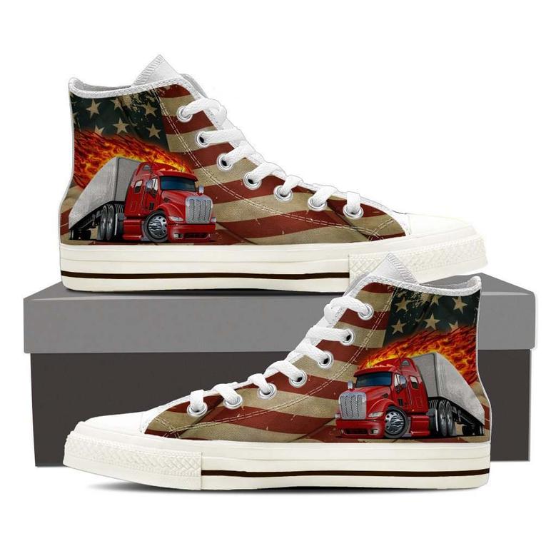 Semi-Truck Driver High Top Shoes Sneakers