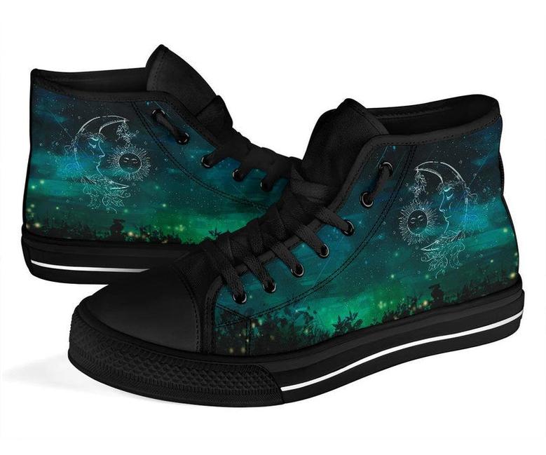 Sun And Moon High Tops For Women, Canvas Shoes For Men, Sneakers Gift For Her, High Tops Unique Design