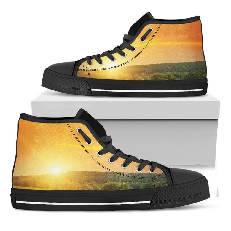 Sunrise Field Print Black High Top Shoes