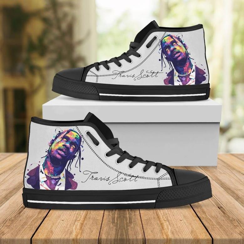 Travis Scott Music Rapper Custom High Top Signature Hip Hop Music Custom Gift Shoes Black High Top