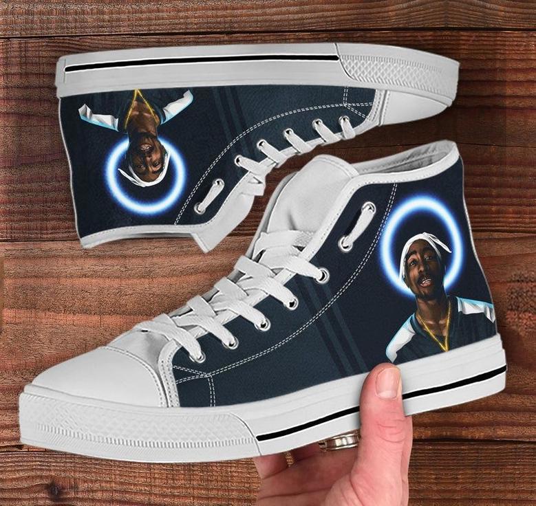 Tupac Shakur Music Rapper Custom High Top Hip Hop Custom Shoes Music Gift Shoes White High Top Shoes