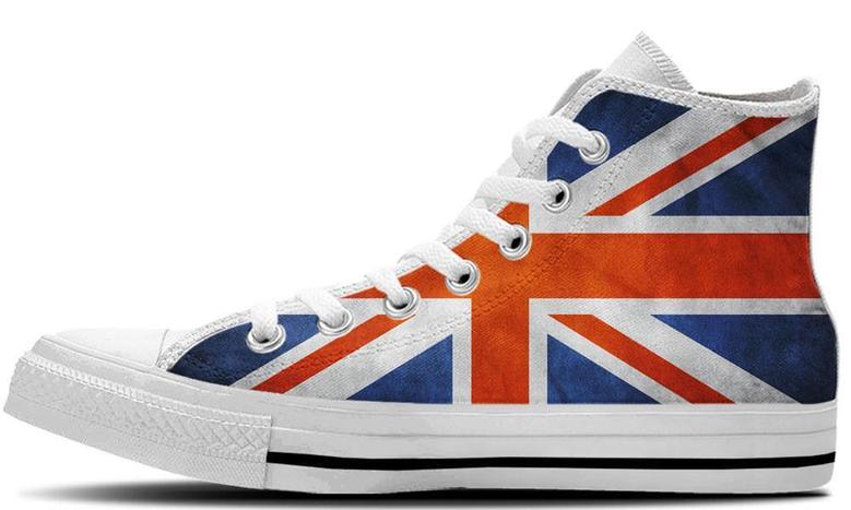 UK Flag White High Top Canvas Shoes