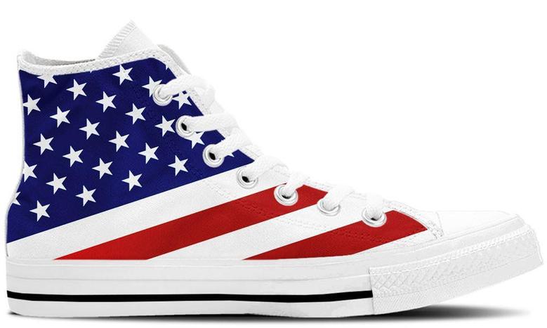 USA Flag High Top Canvas Shoes