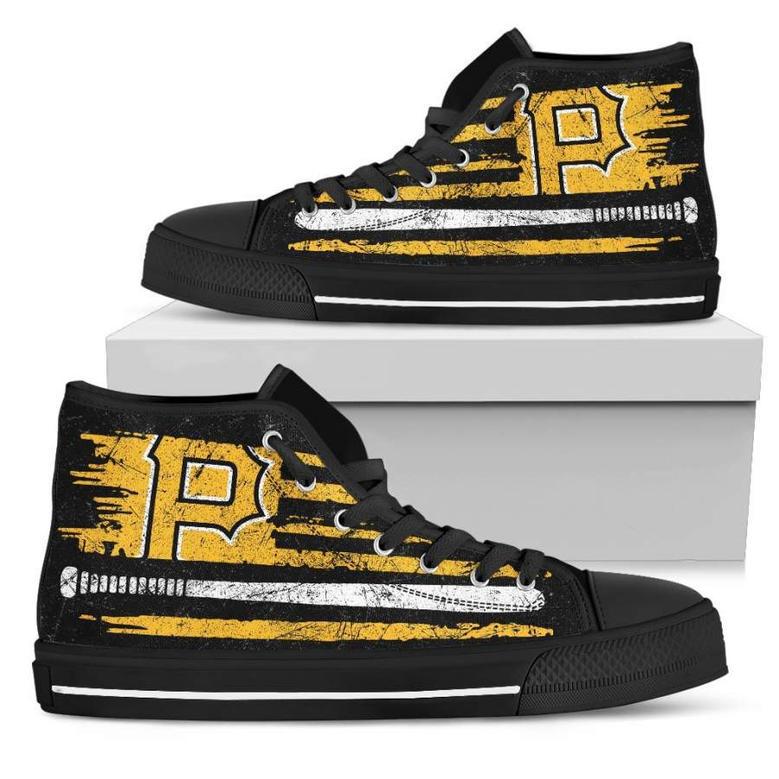 American Flag Vintage Baseball Pittsburgh Pirates High Top Shoes