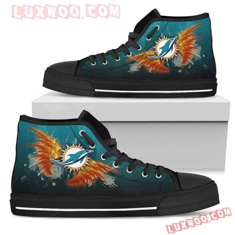 Angel Wings Miami Dolphins High Top Shoes Sport Sneakers