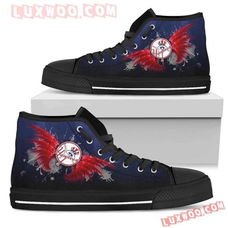 Angel Wings New York Yankees High Top Shoes Sport Sneakers