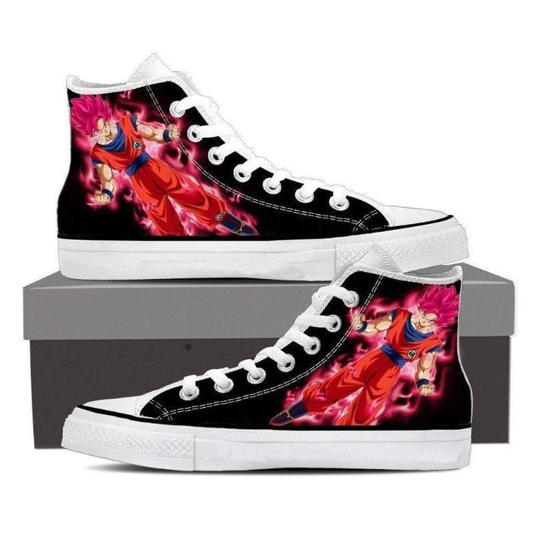 Anime Ssj God Mode Goku For Lovers Gift For Fan Custom Canvas High Top Shoes
