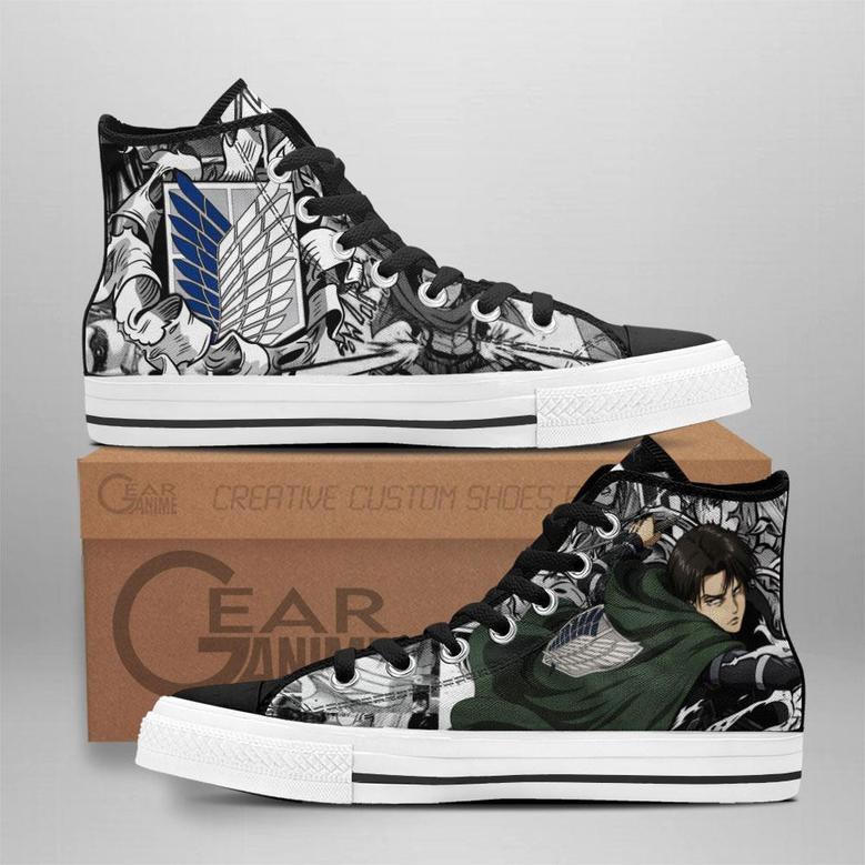 Aot Levi High Top Shoes Custom Anime Attack On Titan Sneakers