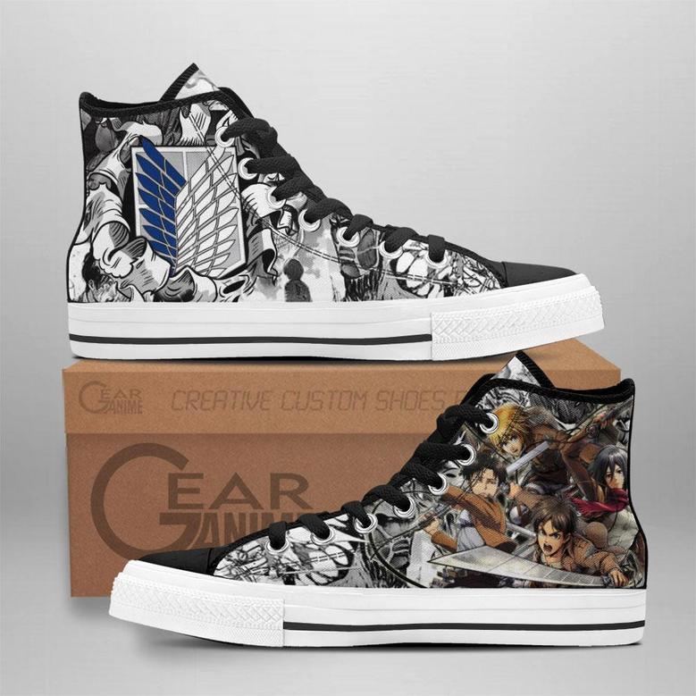 Aot Scout Squad High Top Shoes Custom Anime Attack On Titan Sneakers