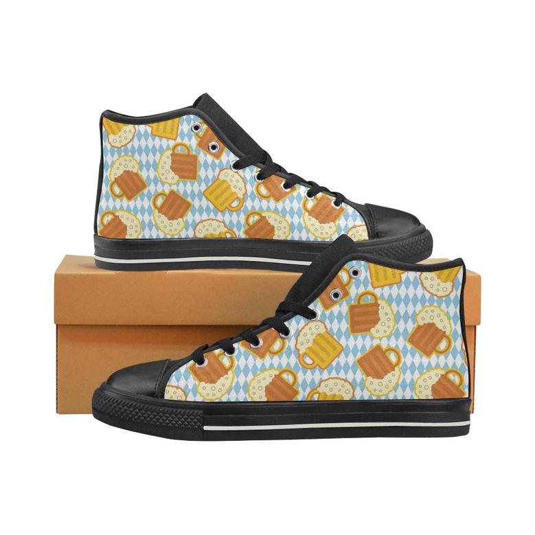 Beer Glass Pattern Women's High Top Shoes Black