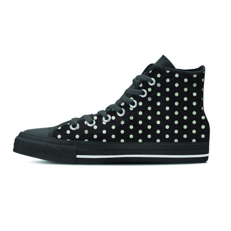 Black And White Polka Dot Men's High Top Shoes